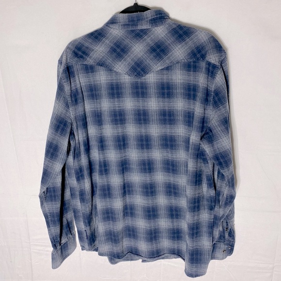 Wind River Blue Grey Cotton Plaid Long Sleeve Button Up Shirt L - Picture 13 of 14